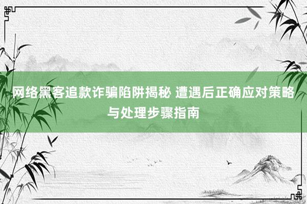 网络黑客追款诈骗陷阱揭秘 遭遇后正确应对策略与处理步骤指南