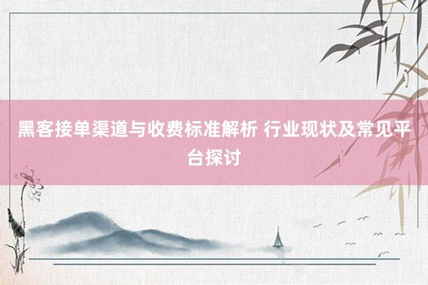 黑客接单渠道与收费标准解析 行业现状及常见平台探讨